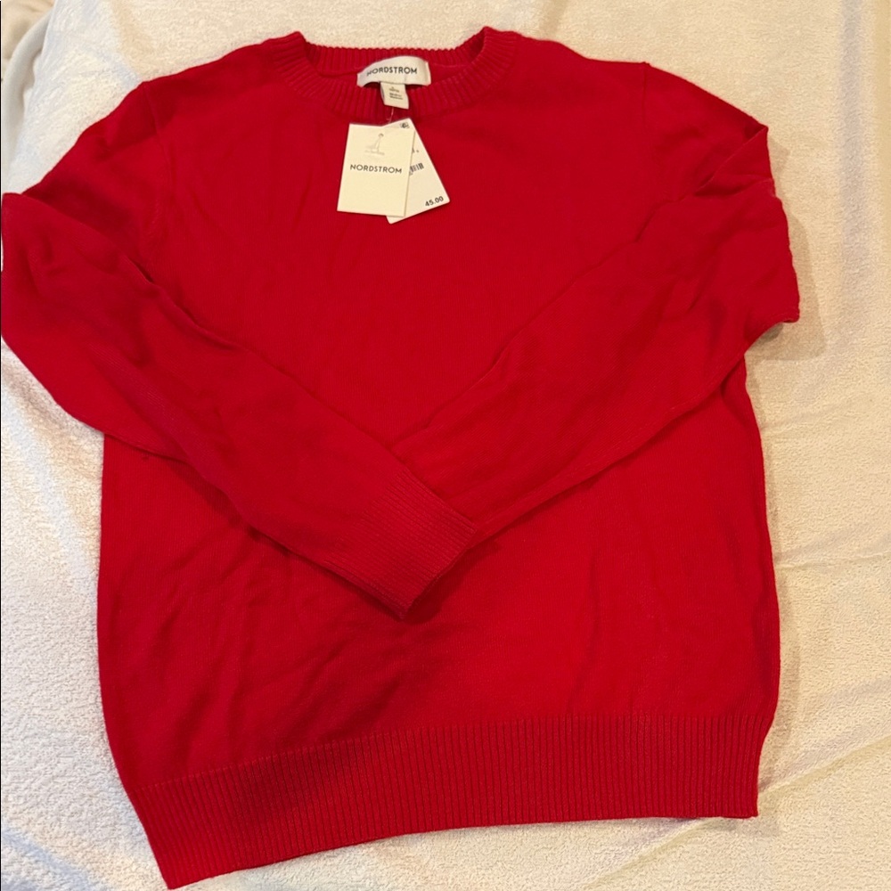 Nordstrom Kid’s Crewneck Sweater in Red.  Size L (10/12). NWT!